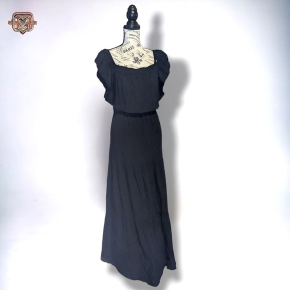 Pretty Garden Boho Black Off the Shoulder Maxi Dress, XL - Picture 7 of 8